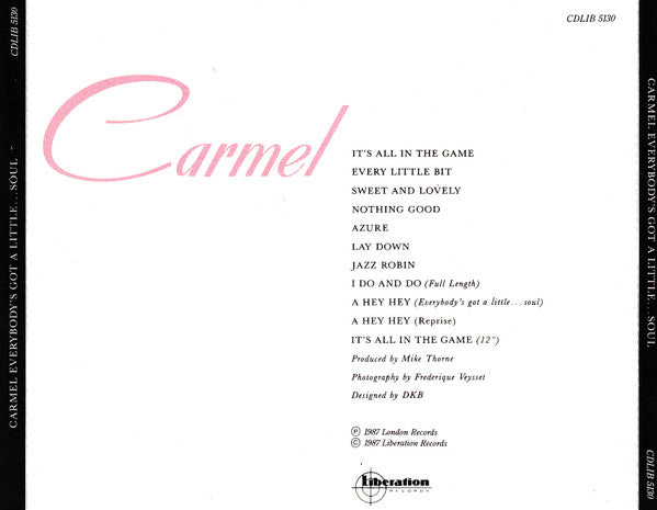 Carmel – Everybody's Got A Little...Soul LP vinyl record, image 5 of 5