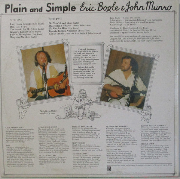 Eric Bogle, John Munro – Plain And Simple LP vinyl record, image 2 of 4