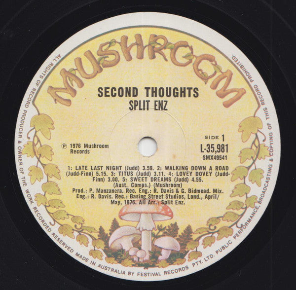 Split Enz – Second Thoughts LP vinyl record, image 3 of 4