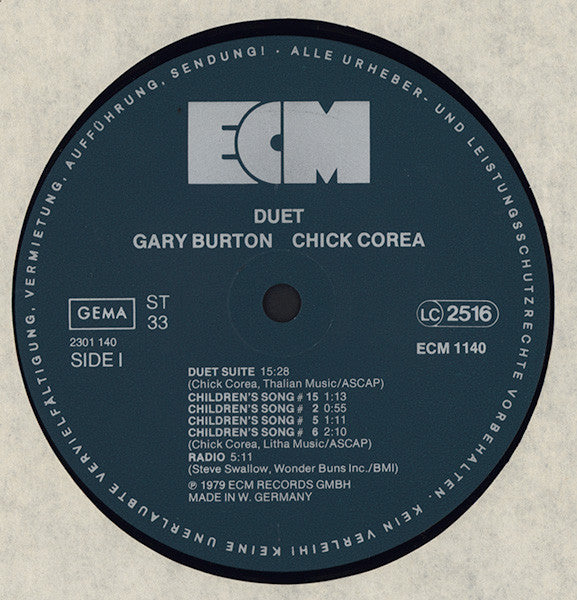 Gary Burton / Chick Corea – Duet LP vinyl record, image 3 of 4