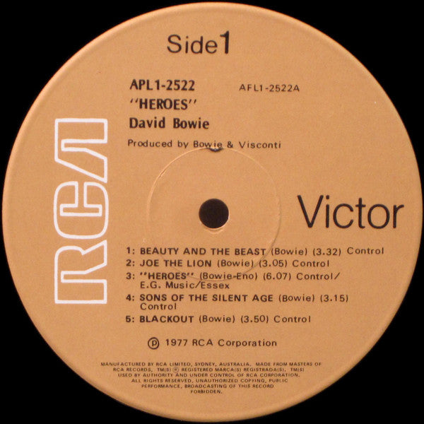 David Bowie – "Heroes" LP vinyl record, image 3 of 6