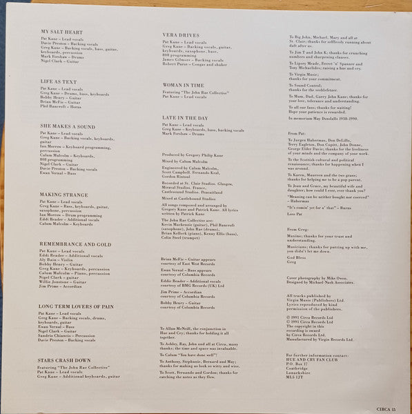 Hue & Cry – Stars Crash Down LP vinyl record, image 6 of 6