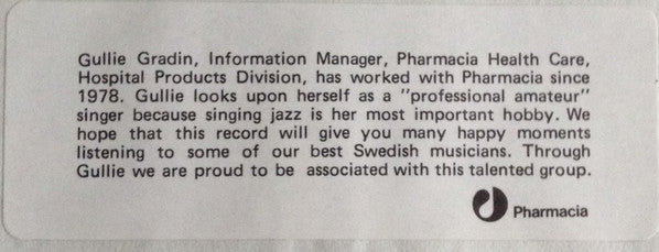 Gullie Gradin – Gullie Sings Jazz With Ulf Johansson Trio LP vinyl record, image 5 of 5