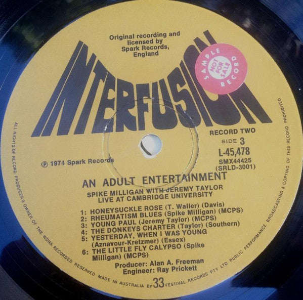Spike Milligan, Jeremy Taylor – An Adult Entertainment Spike Milligan With Jeremy Taylor Live At Cambridge University (2xLP) LP vinyl record, image 5 of 7