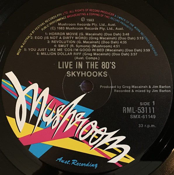 Skyhooks – Live In The 80's LP vinyl record, image 3 of 6