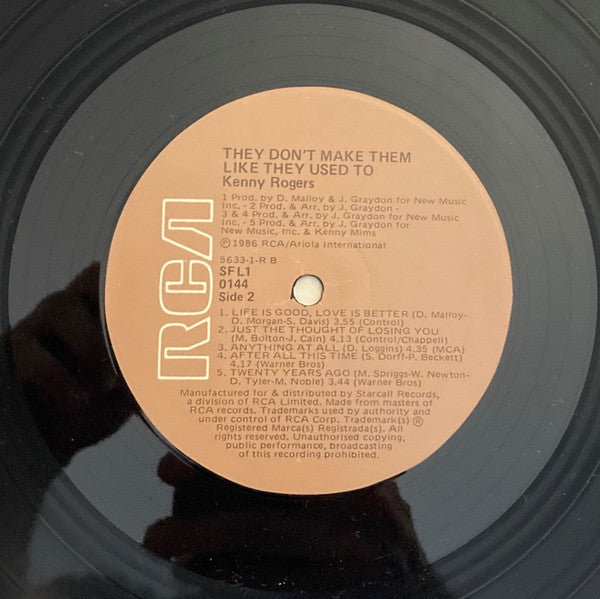 Kenny Rogers – They Don't Make Them Like They Used To LP vinyl record, image 5 of 6
