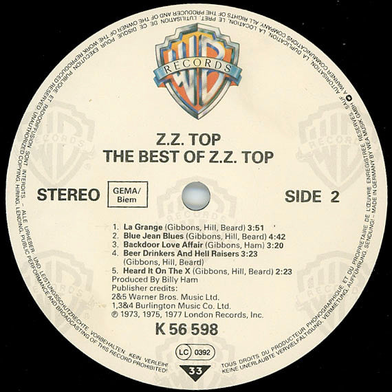 ZZ Top – The Best Of ZZ Top LP vinyl record, image 4 of 4