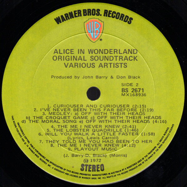 John Barry – Alice's Adventures In Wonderland LP vinyl record, image 5 of 5