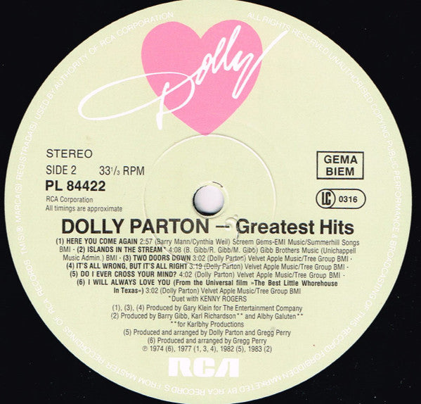 Dolly Parton – Greatest Hits LP vinyl record, image 8 of 8