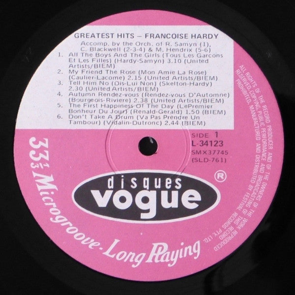 Françoise Hardy – Greatest Hits LP vinyl record, image 3 of 4