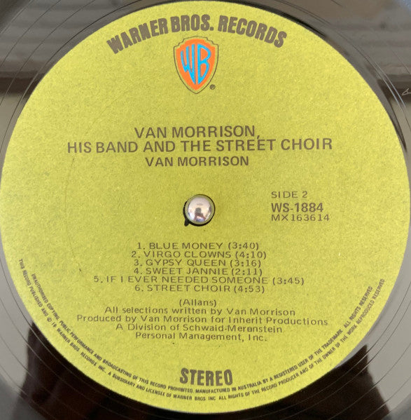 Van Morrison – His Band And The Street Choir LP vinyl record, image 4 of 4