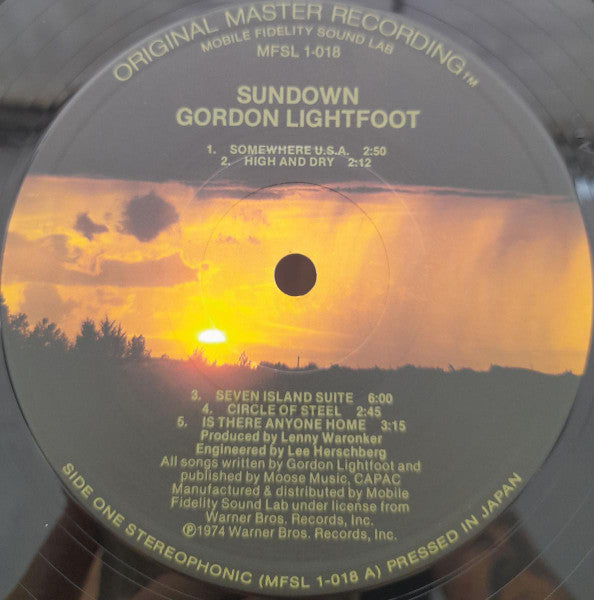 Gordon Lightfoot – Sundown LP vinyl record, image 4 of 5