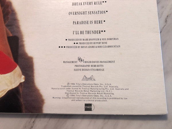 Tina Turner – Break Every Rule LP vinyl record, image 4 of 8