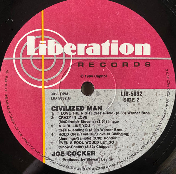 Joe Cocker – Civilized Man LP vinyl record, image 5 of 5