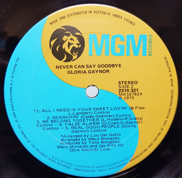 Gloria Gaynor – Never Can Say Goodbye LP vinyl record, image 3 of 3