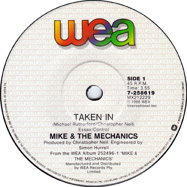 Mike & The Mechanics – Taken In 7" vinyl record, image 3 of 4