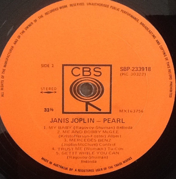 Janis Joplin – Pearl LP vinyl record, image 4 of 4