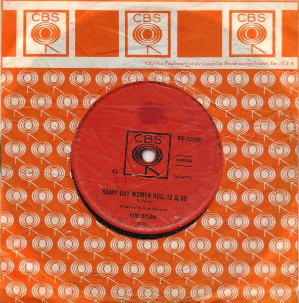 Bob Dylan – Rainy Day Women Nos. 12 & 35 / Pledging My Time 7" vinyl record, image 3 of 3