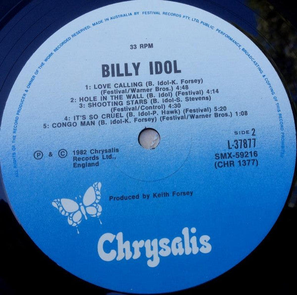 Billy Idol – Billy Idol LP vinyl record, image 4 of 4