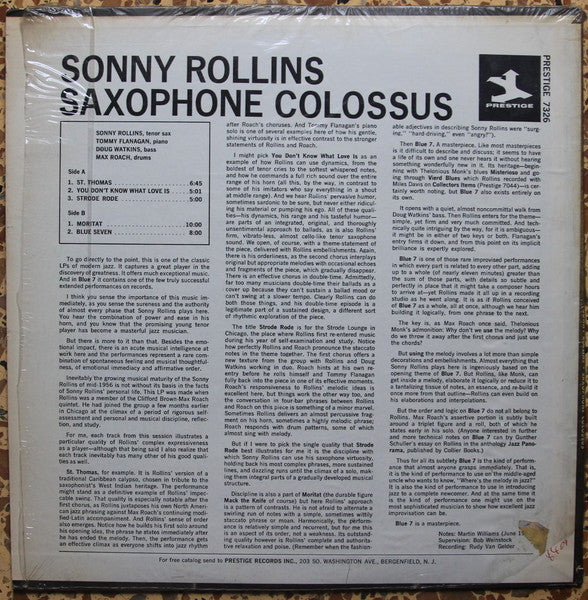 Sonny Rollins – Saxophone Colossus LP vinyl record, image 2 of 4