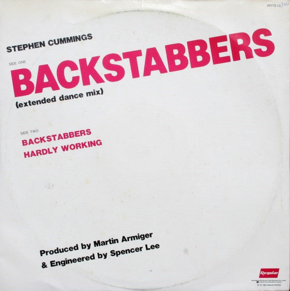 Stephen Cummings – Backstabbers (Extended Dance Mix) 12" vinyl record, image 2 of 4