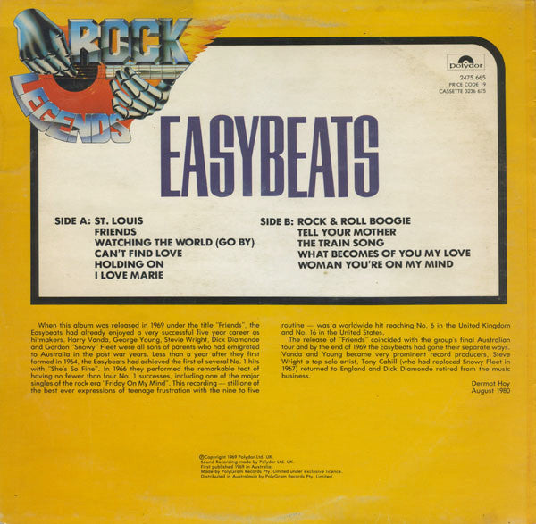 The Easybeats – Rock Legends LP vinyl record, image 2 of 4