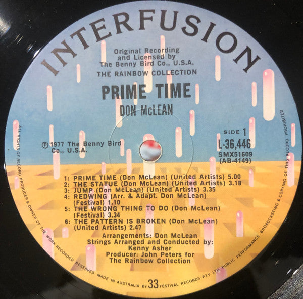 Don McLean – Prime Time LP vinyl record, image 3 of 4