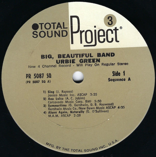 Urbie Green – Urbie Green's Big Beautiful Band LP vinyl record, image 4 of 4