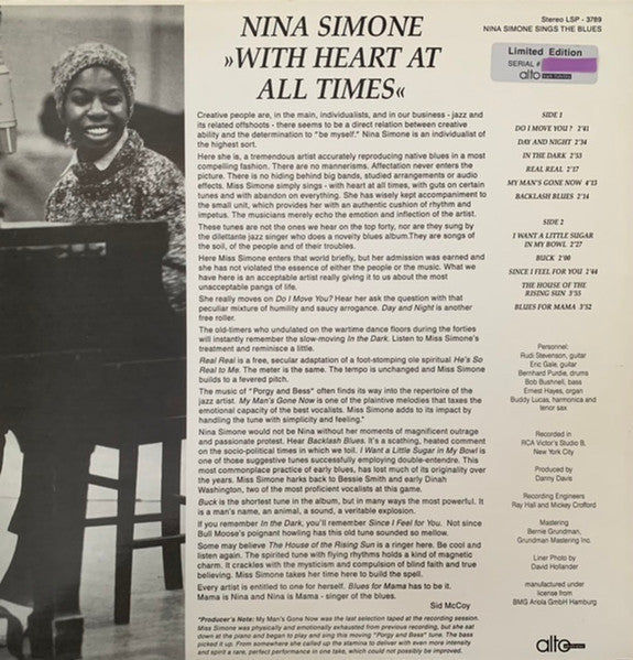 Nina Simone – Nina Simone Sings The Blues LP vinyl record, image 2 of 3