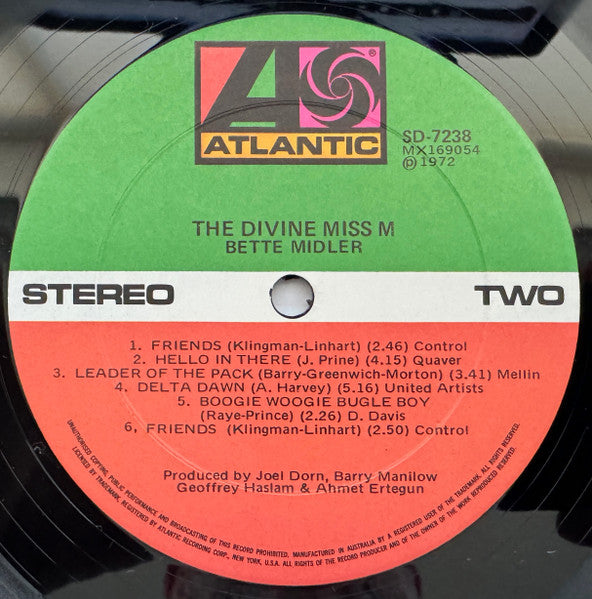 Bette Midler – The Divine Miss M LP vinyl record, image 4 of 4
