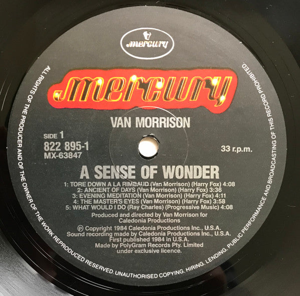 Van Morrison – A Sense Of Wonder LP vinyl record, image 5 of 6