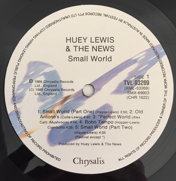 Huey Lewis & The News – Small World LP vinyl record, image 5 of 7