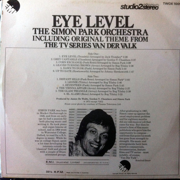 The Simon Park Orchestra – Eye Level LP vinyl record, image 2 of 6