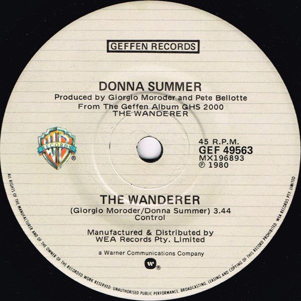 Donna Summer – The Wanderer 7" vinyl record, image 3 of 4