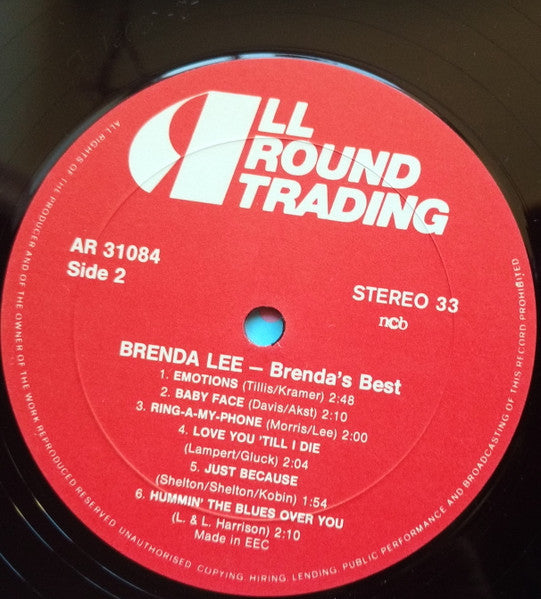 Brenda Lee – Brenda's Best LP vinyl record, image 4 of 4
