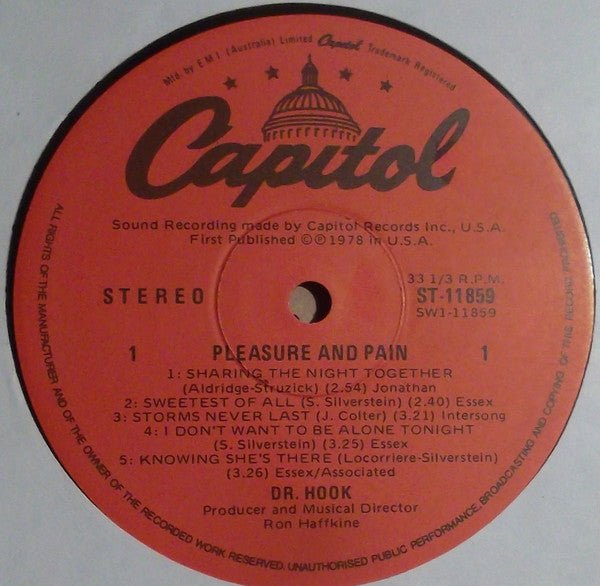 Dr. Hook – Pleasure & Pain LP vinyl record, image 3 of 4