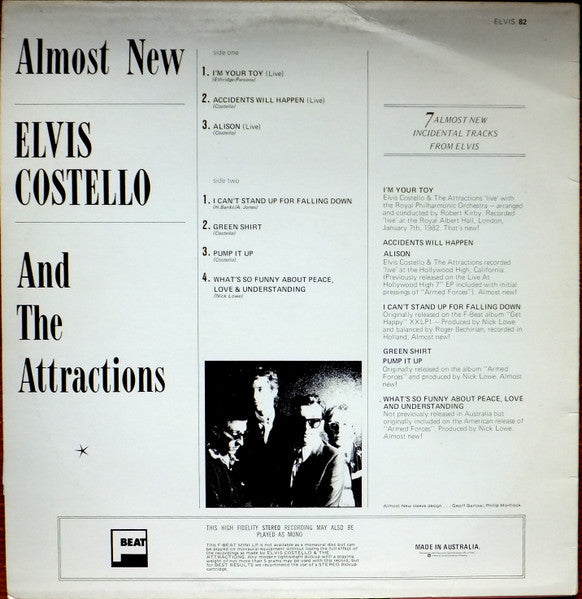 Elvis Costello & The Attractions – Almost New LP vinyl record, image 2 of 6