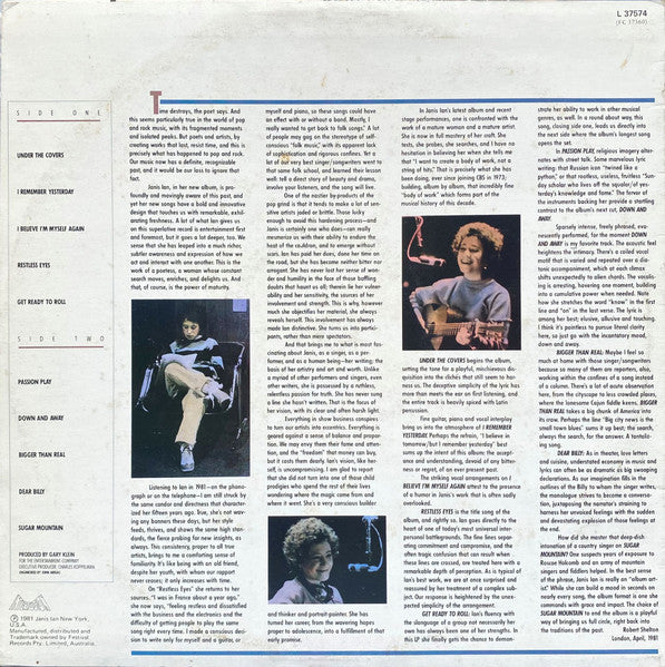 Janis Ian – Restless Eyes LP vinyl record, image 2 of 6