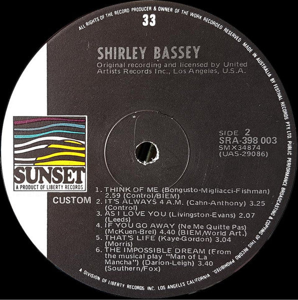 Shirley Bassey – Impossible Dreams LP vinyl record, image 4 of 4