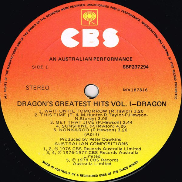 Dragon – Dragon's Greatest Hits Vol. 1 LP vinyl record, image 4 of 7