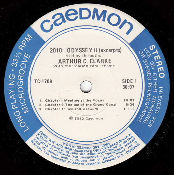 Arthur C. Clarke – 2010: Odyssey II (Excerpts) Read By The Author Arthur C. Clarke With The "Zarathustra" Theme LP vinyl record, image 3 of 4