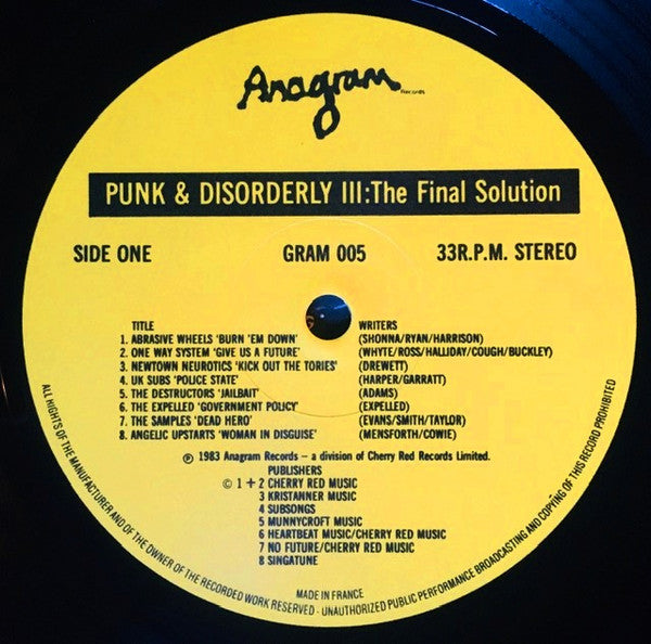 Various – Punk And Disorderly III - The Final Solution LP vinyl record, image 3 of 4