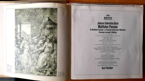 Johann Sebastian Bach, Edith Mathis, Janet Baker, Peter Schreier, Dietrich Fischer-Dieskau, Matti Salminen, Münchener Bach-Chor, Regensburger Domspatzen, Münchener Bach-Orchester, Karl Richter – Matthäus Passion = St. Matthew Passion = La... (4xLP) LP vinyl record, image 5 of 5