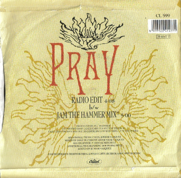 MC Hammer – Pray 7" vinyl record, image 2 of 4