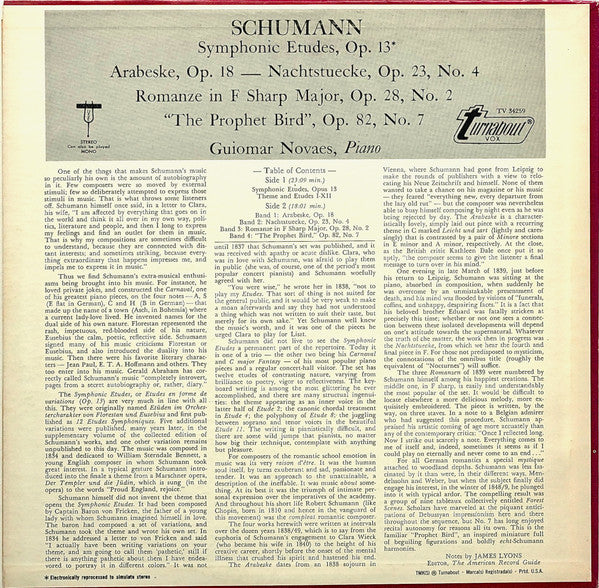 Robert Schumann, Guiomar Novaes – Piano Music LP vinyl record, image 2 of 4