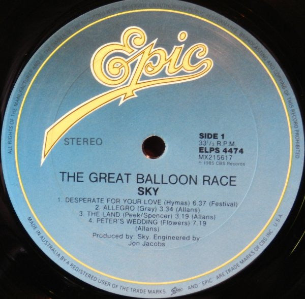 Sky – The Great Balloon Race LP vinyl record, image 3 of 4
