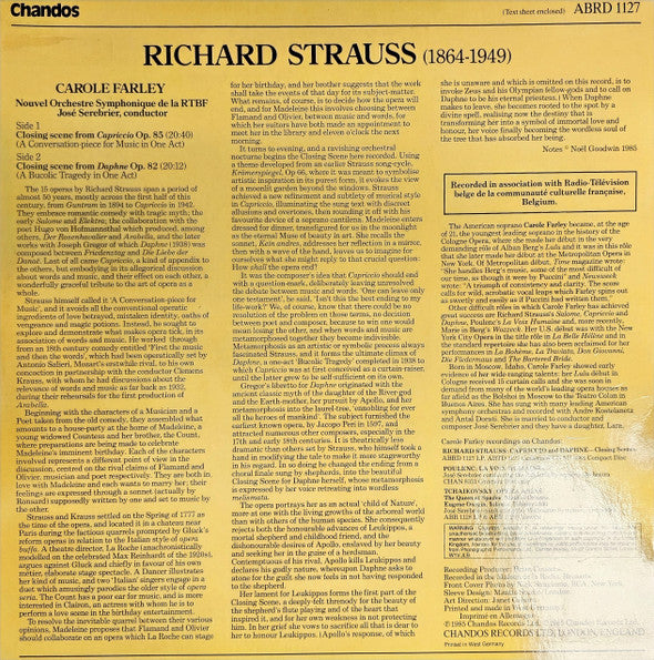 Carole Farley, Richard Strauss, Nouvel Orchestre Symphonique De La RTBF, Jose Serebrier – Capriccio And Daphne Closing Scenes LP vinyl record, image 2 of 4