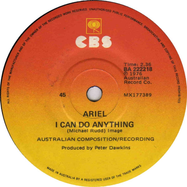 Ariel – I Can Do Anything 7" vinyl record, image 1 of 4