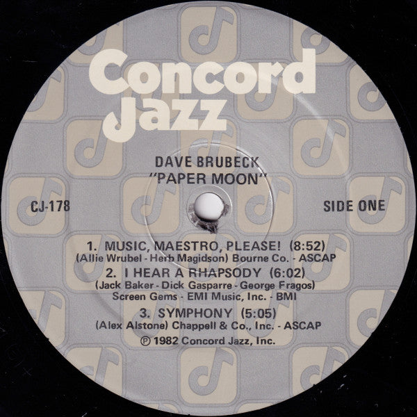 The Dave Brubeck Quartet – Paper Moon LP vinyl record, image 3 of 4