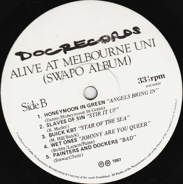 Various – Recorded Live Swapo Benefit Melbourne University 3 August 1986 LP vinyl record, image 4 of 5